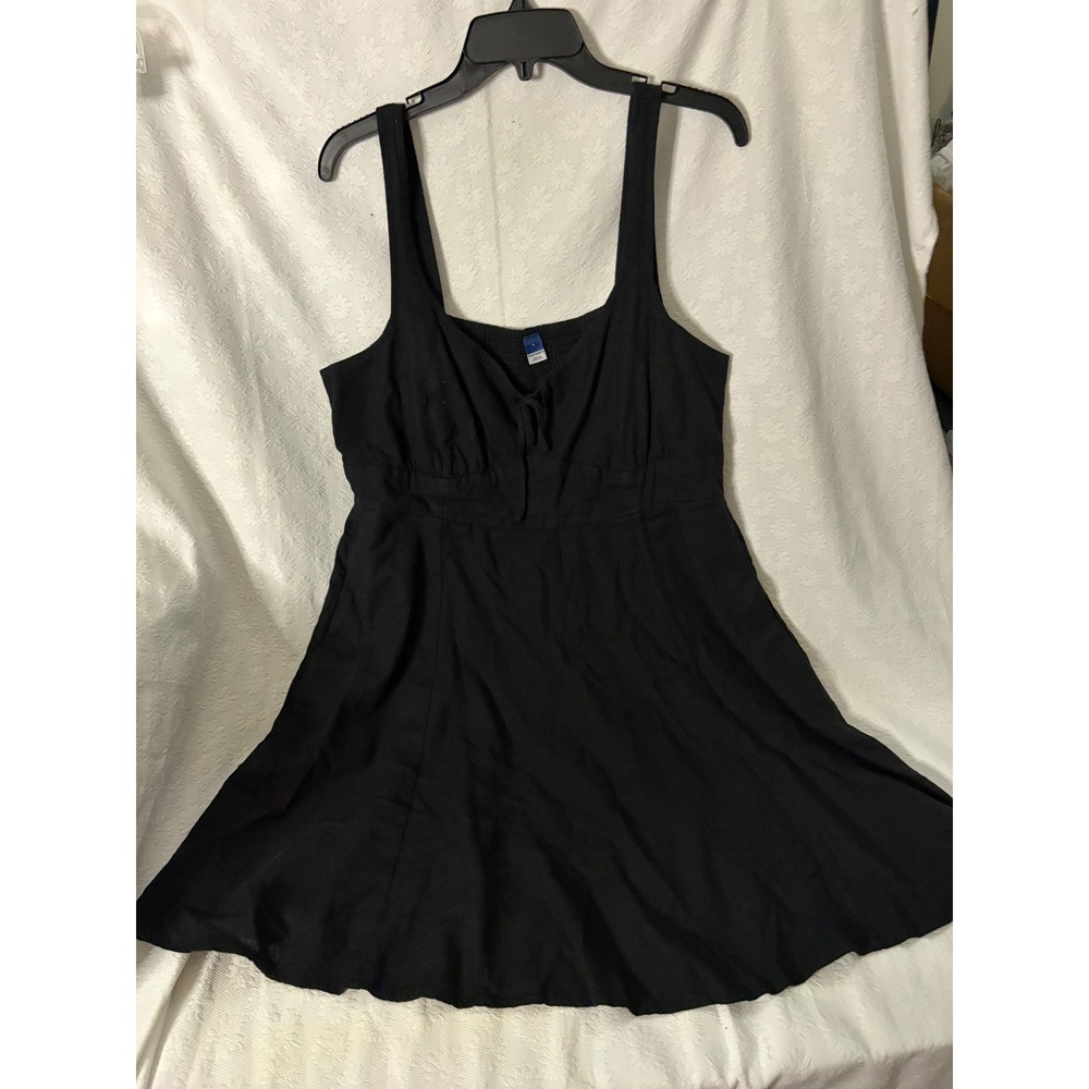 Old Navy Fairy Grunge Whimsigoth Smocked Back Mini Dress with Pockets Black L